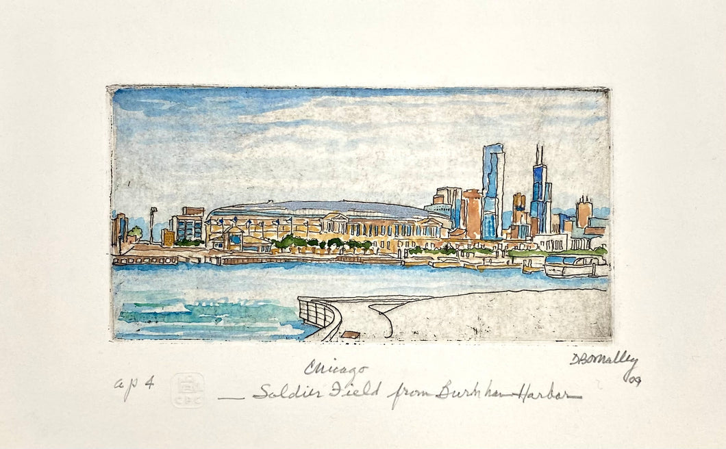 Chicago, Soldier Field from Burnham Harbor by Dennis O'Malley